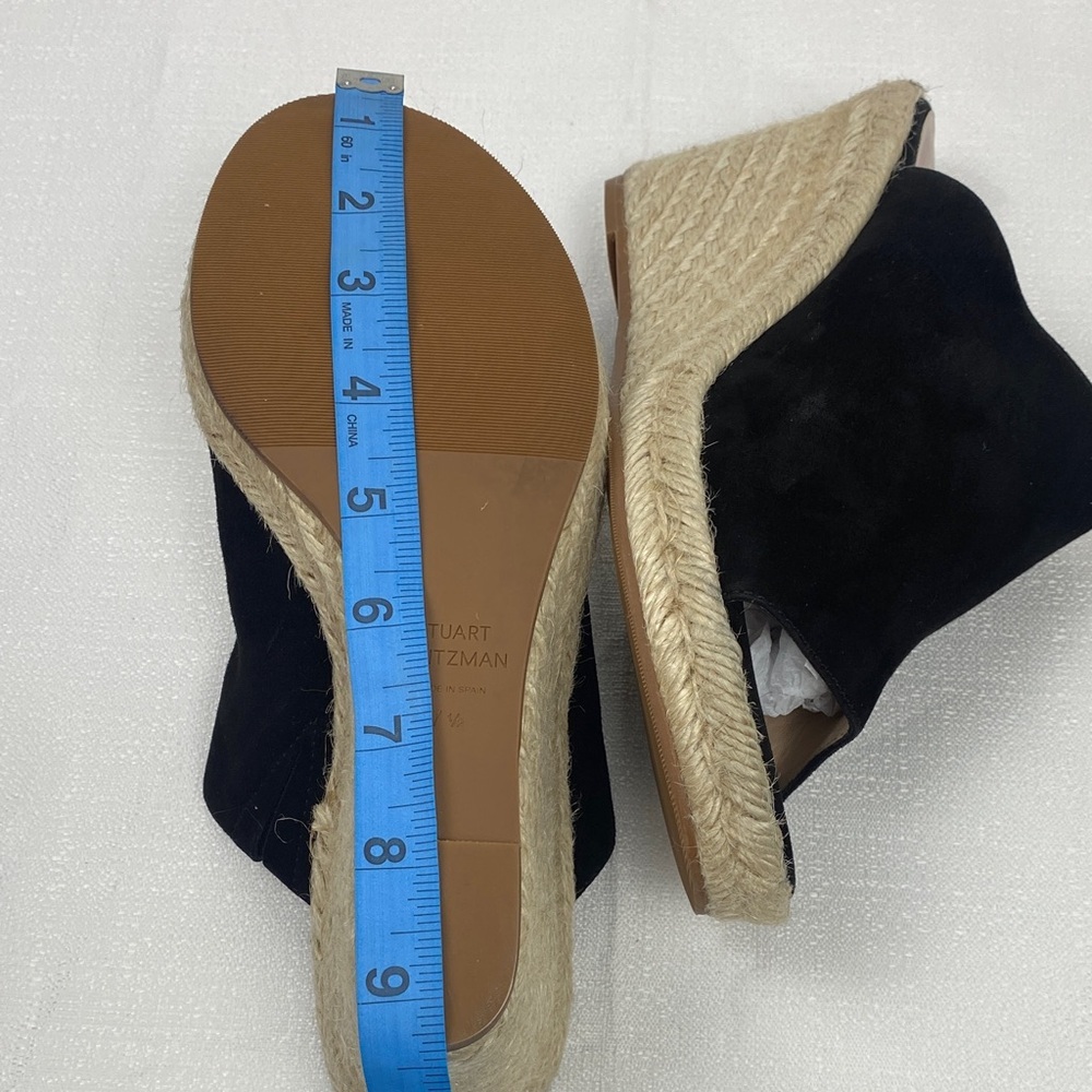 Stuart Weitzman Black Espadrille Wedges Size 7.5 M - Picture 13 of 16